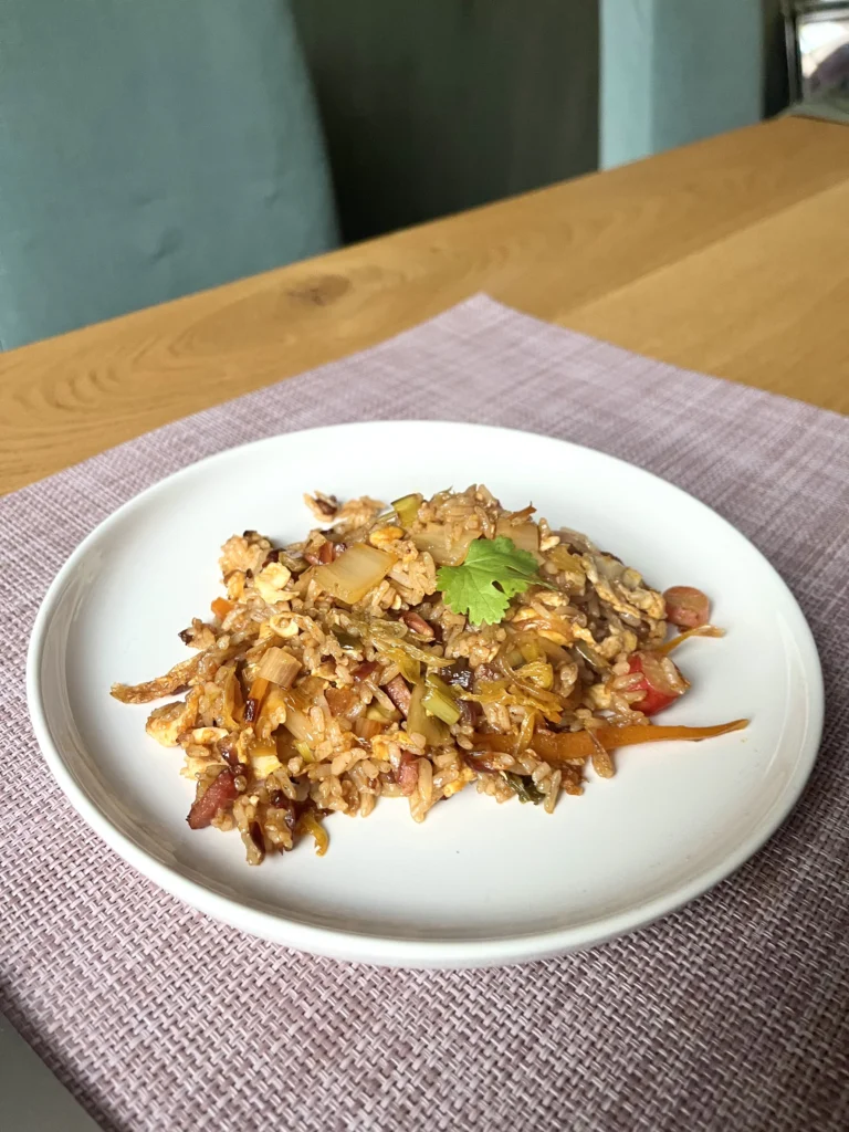 Kimchi Fried Rice op een bord