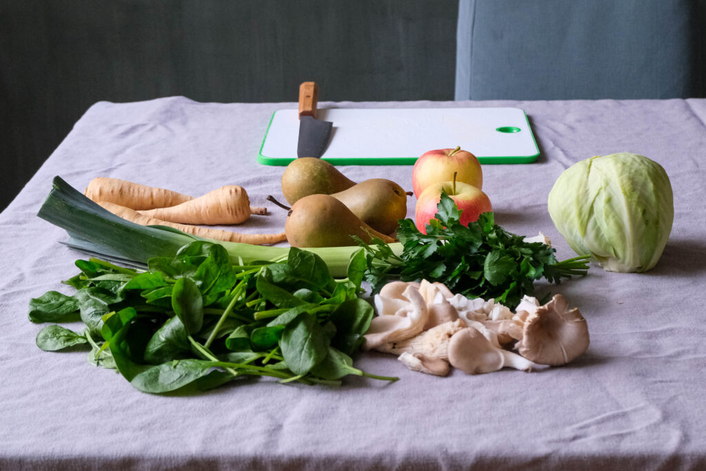 seizoensgroenten op tafel