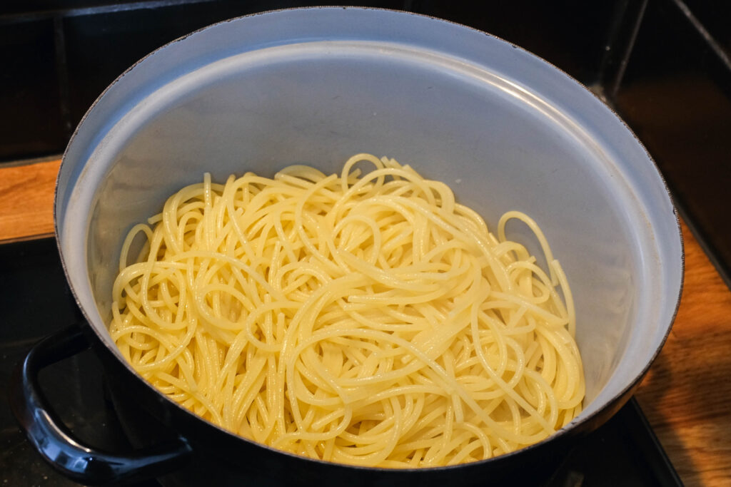 Spaghetti gekookt